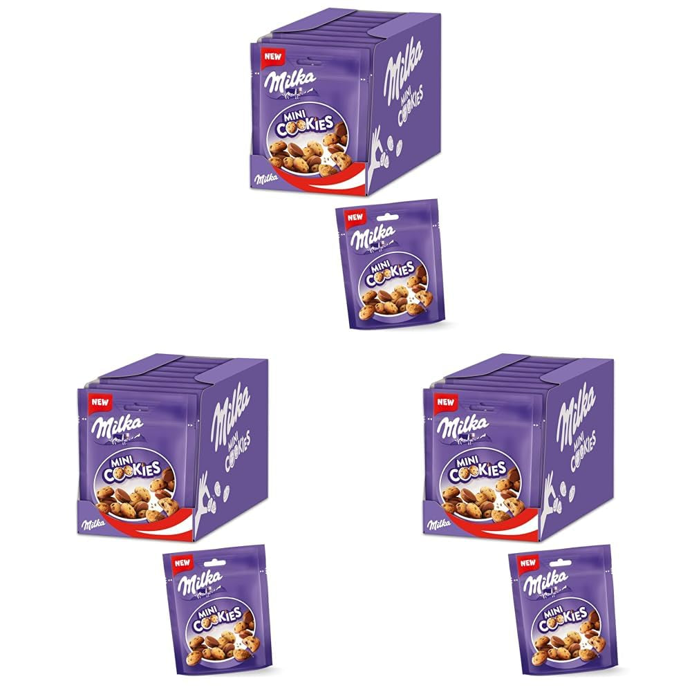 Milka Mini Cookies 8 x 110g, Milka Alpenmilch Schokoladenstückchen Mini Cookies (3er Pack)