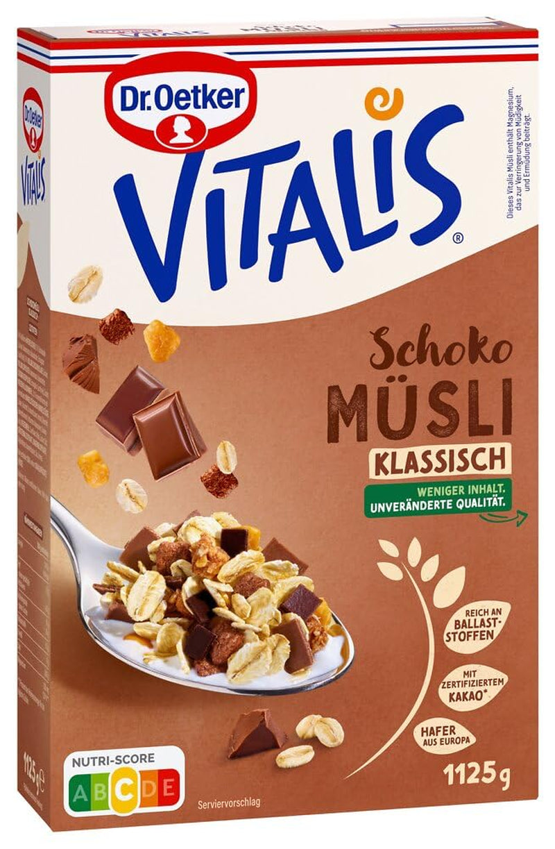 Dr. Oetker Vitalis Schokomüsli Classic: Frühstücksmüsli mit Vollmilch- und Zartbitterschokolade, 7er Pack (7 x 600g)