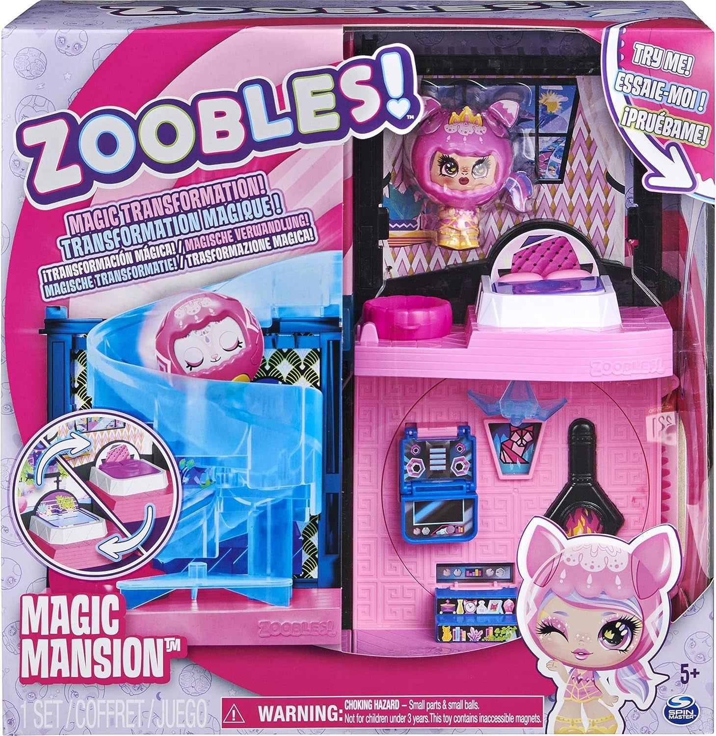 Zoobles Magic Mansion Verwandelbares Traumhaus mit 6 Zimmern, Rutsche und Zubehör
