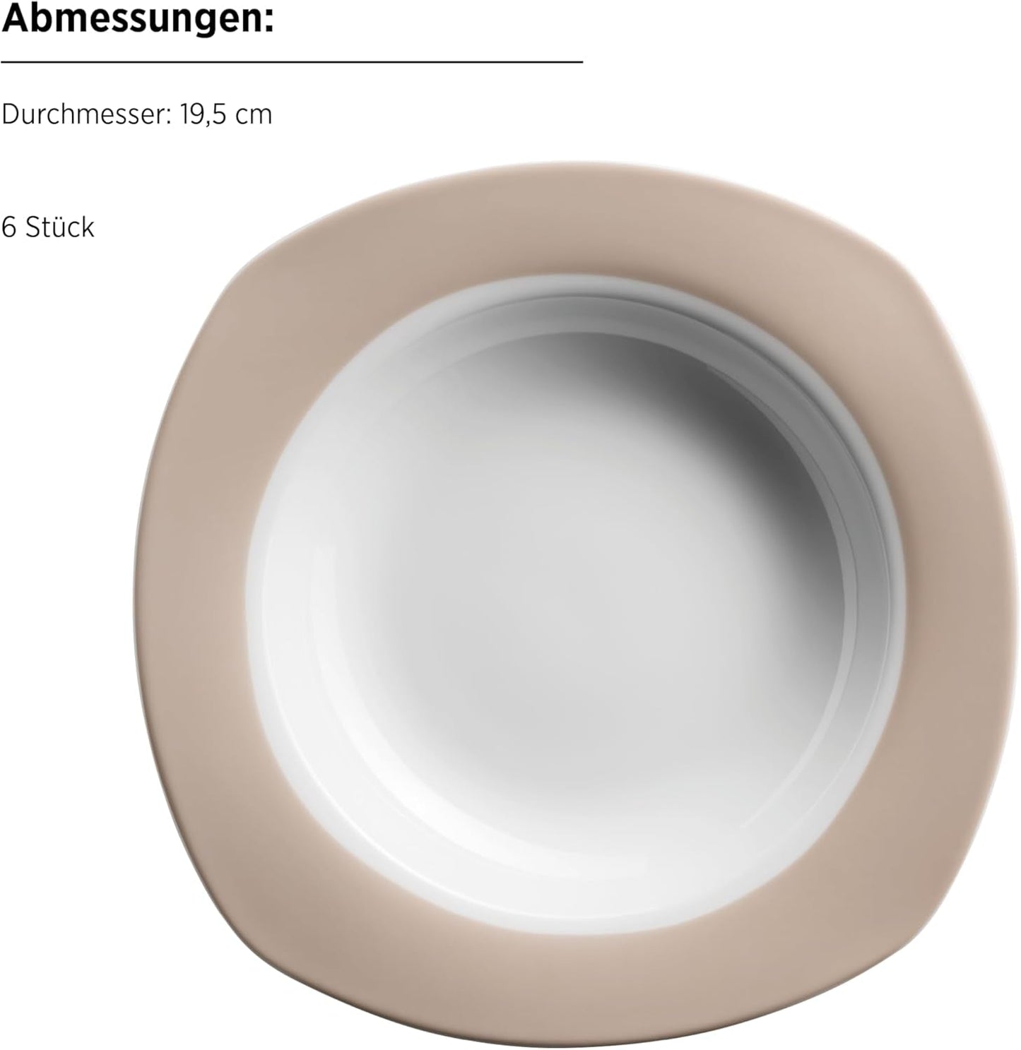 MÄSER Kombi-Geschirrset Nela, 30-teilige Serie, quadratisches Geschirrset für 6 Personen, weiß/braun