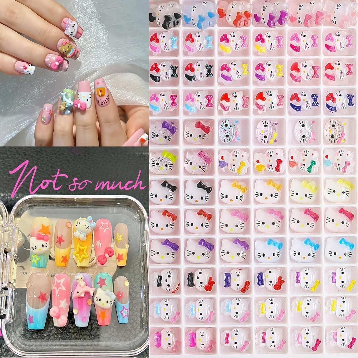 3D-Katzen-Nagelaufkleber, Nagelglitzer, Pailletten, Kunstharz-Nagelaufkleber, Nageledelsteine, Diamanten für Nagelkunst, inklusive Strass-Nagelwachsstift (Bunte Katze)