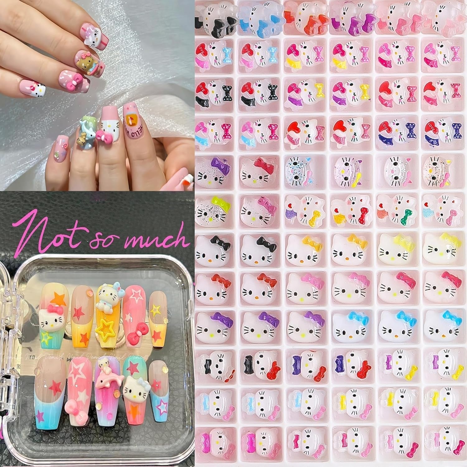 3D-Katzen-Nagelaufkleber, Nagelglitzer, Pailletten, Kunstharz-Nagelaufkleber, Nageledelsteine, Diamanten für Nagelkunst, inklusive Strass-Nagelwachsstift (Bunte Katze)