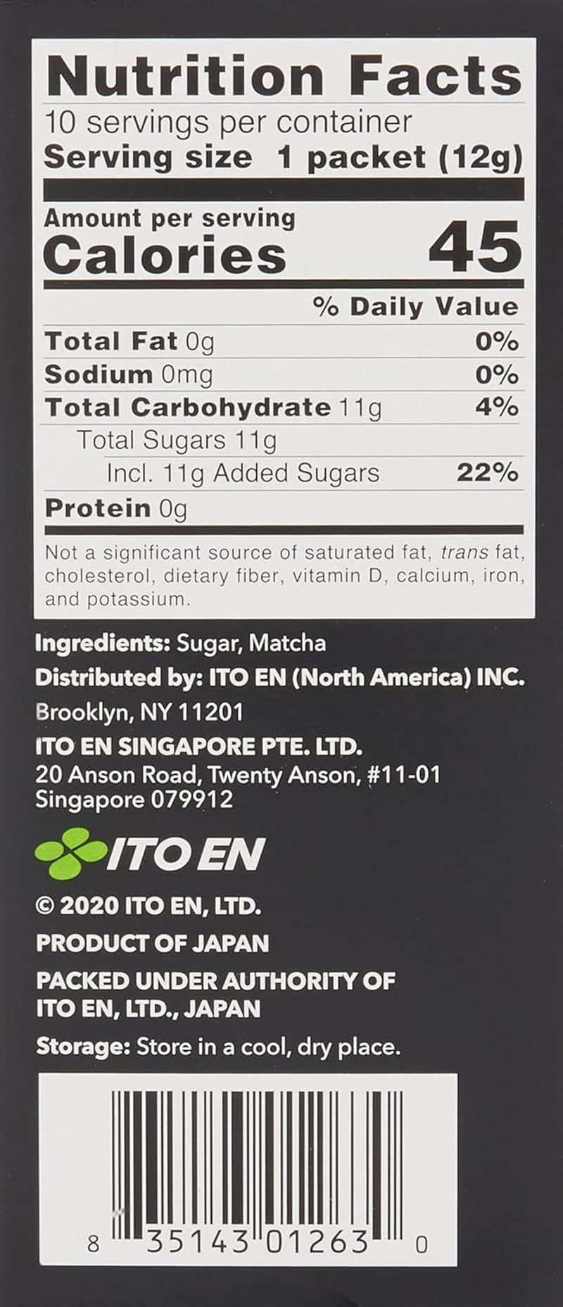 ITO EN Instant Matcha Powder – Gesüßtes Matcha-Teepulver in 12-g-Beuteln (10 Stück pro Packung) – 1 x 120 g (2 Packungen)