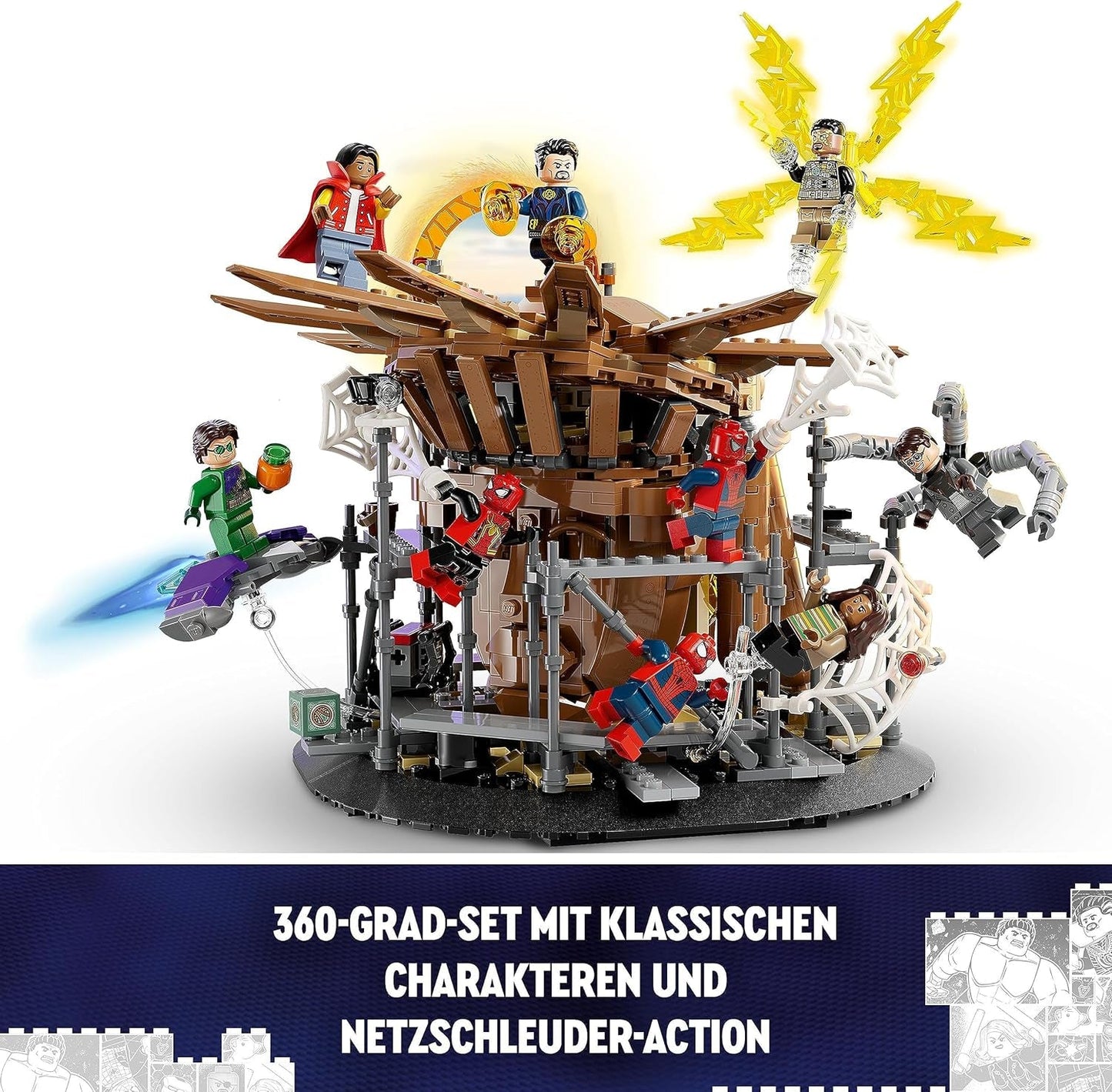 LEGO 76261 Marvel Spider-Mans großer Showdown, Spider-Man: No Way Home, Set mit 3 Minifiguren Peter Parker plus Green Goblin, Electro, Sandman, Ned, Doctor Strange und MJ, Sammelmodellbausätze Besuchen Sie den LEGO-Store