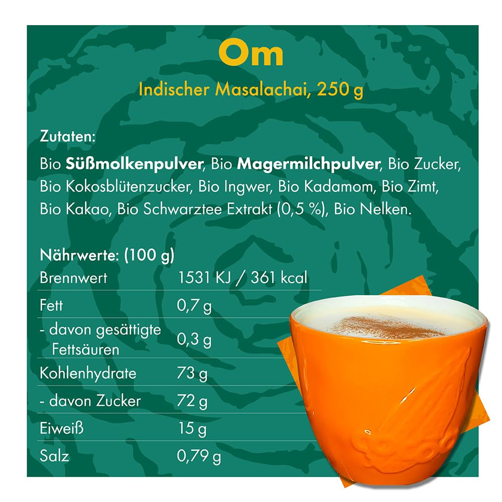 Becks Cocoa Om Masala Chai Tea Bio – Indischer Schwarztee mit traditionellen Gewürzen wie Zimt, Kardamom und Ingwer – Perfekt für Chai Latte, 300 g