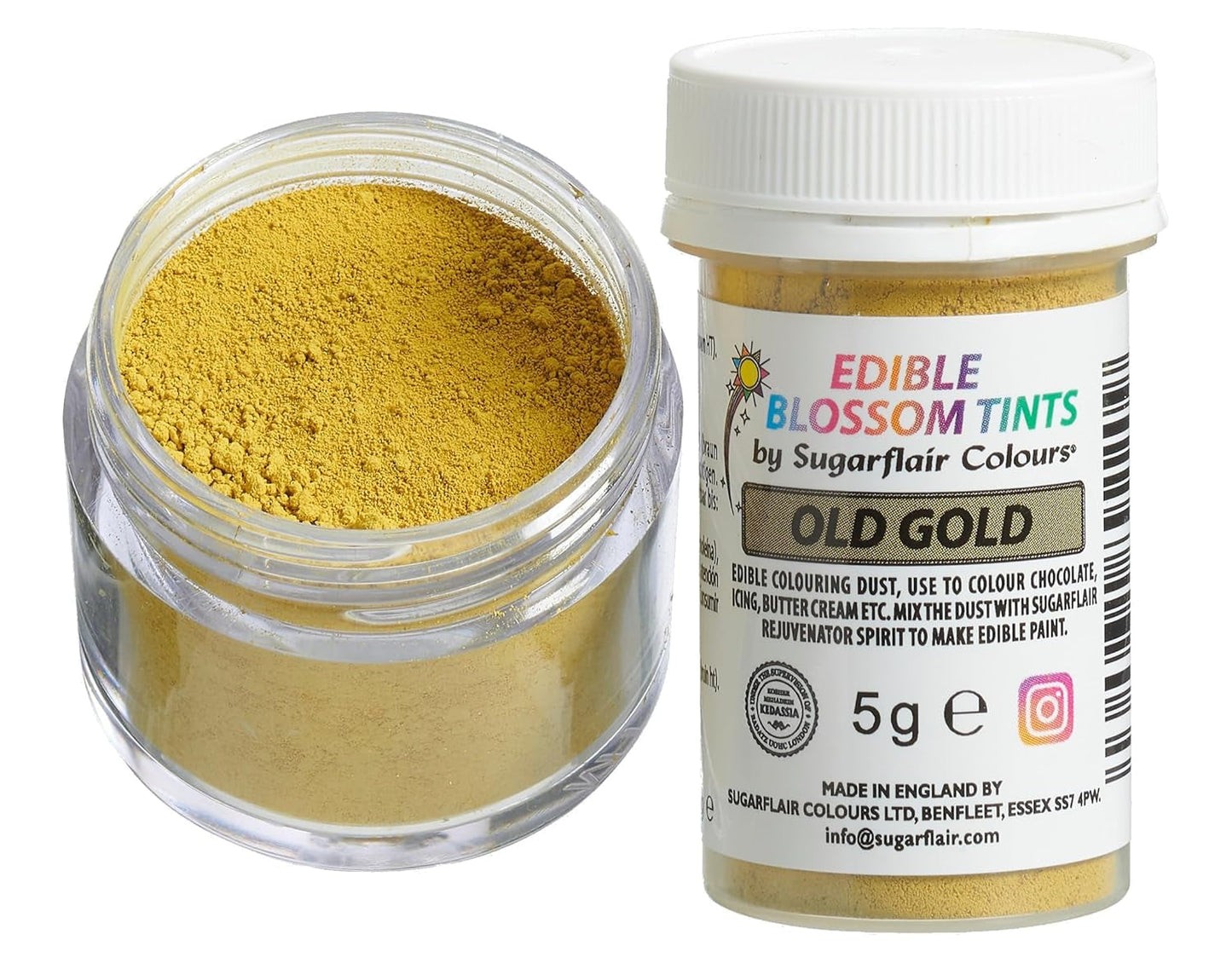 Sugarflair Blossom Tint Dust Old Gold Lebensmittelfarbpulver – Lebensmittelfarbpulver für Kuchendekorationen, Fondant, Glasur, Schokolade, Buttercreme, Macarons und mehr – 5 g