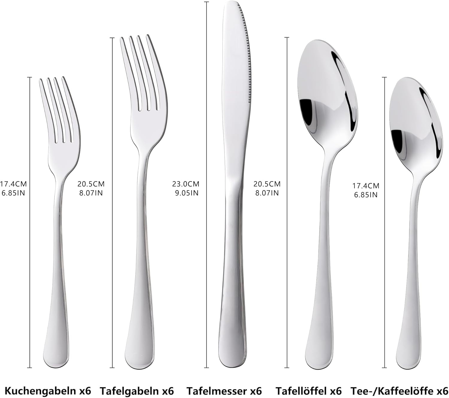 Kitchenboss Besteckset für 6 Personen: Besteckset 20 oder 30 Teile Kitchen Naty Shop