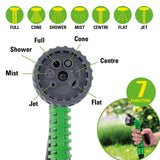 Kinzo Flexibler Gartenschlauch 20 m – inkl. Schlauch Schlauchzubehör – Flexibler Schlauch mit Sprühkopf mit 7 Sprühpositionen – Kunststoff – Grün/Grau