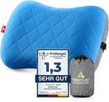 HIKENTURE Aufblasbares Camping-/Reisekissen mit abnehmbarem Kissenbezug, ergonomisches Kissen, bequemes Nackenkissen für Reisen/Outdoor, aufblasbares Reise-Nackenkissen (grün) ... Orthopädische Nackenkissen Naty Shop Blau
