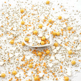 Streusel Glück, Streusel mit weißen Herzen und goldenen Kugeln, 40 Gramm Streusel Naty Shop