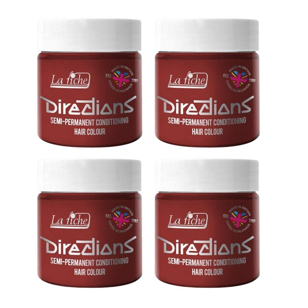 Semipermanente Haarfarbe Directions 100 ml Box 4er Pack (Pillarbox Red) Haarfärbemittel Naty Shop Pillarbox Red 400 ml (1 Packung)