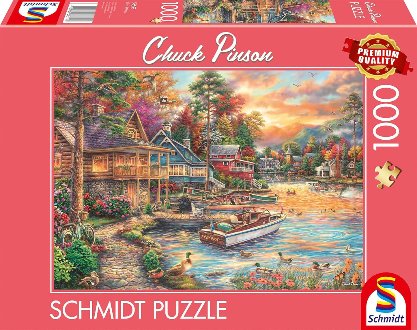 Schmidt Spiele 58553 Chuck Pinson, Shore in the Evening Gold, Puzzle 1000 Teile Puzzle Naty Shop Standardtitel