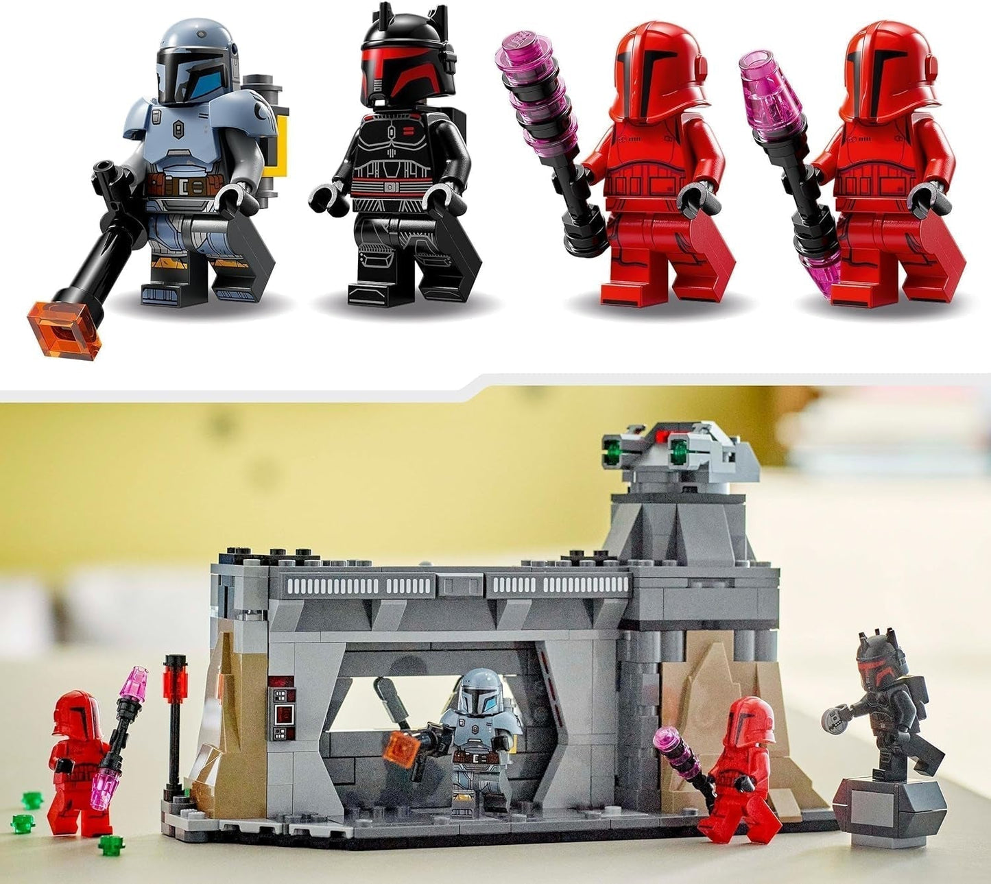 LEGO Star Wars: Das Mandalorianer-Duell zwischen Paz Vizsla und Moff Gideon, Bauspielzeug zum Sammeln für Kinder, Geschenkidee für kreative Jungen und Mädchen ab 7 Jahren, Mandalorianer-Spielzeug 75386 Bausets Beuche den LEGO-Store