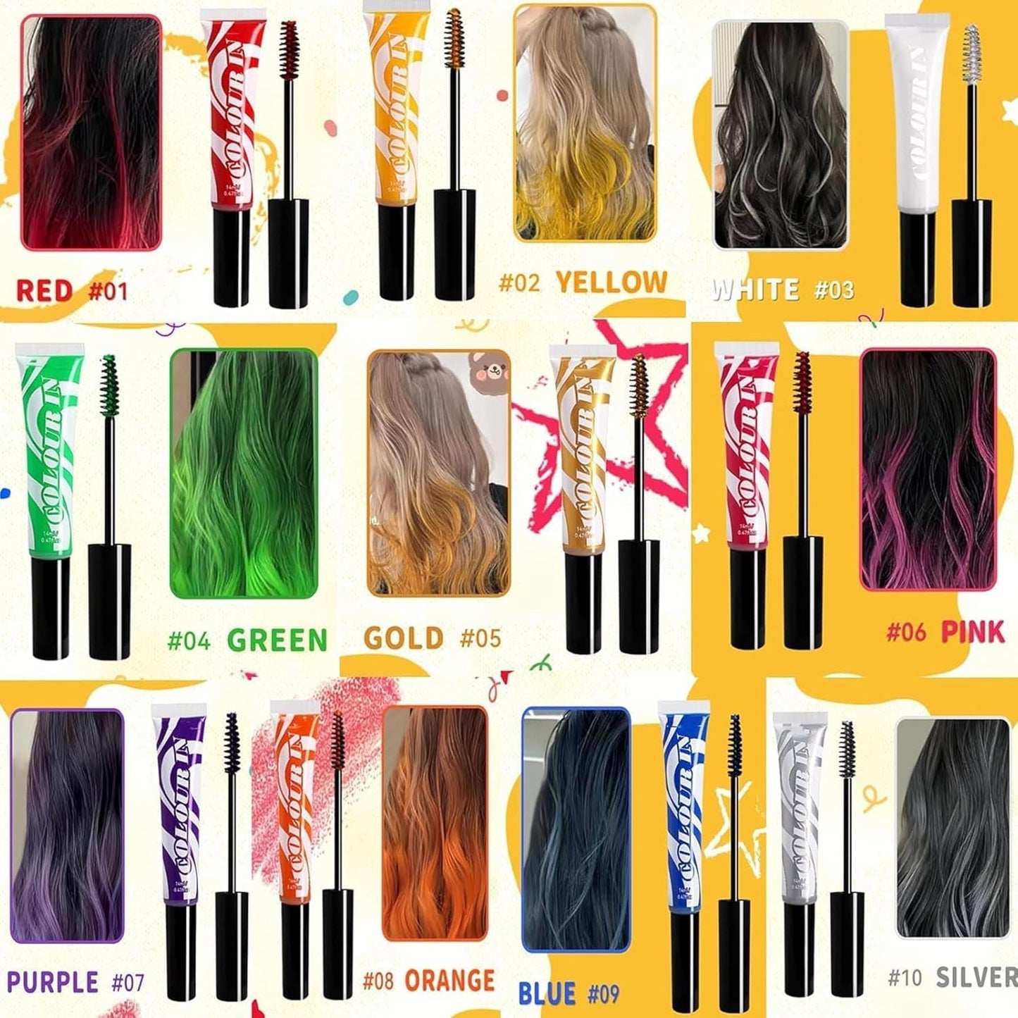 Grüne temporäre Haarfarbe – 14 ml Haarkreide-Haarfärbemittel, waschbarer grüner Haarfärbestift, sofortige Farb-Haarkreide, Karnevalskreide-Haarfärbemittel für Weihnachten, Halloween, Karneval, Cosplay-Haarfärbemittel Naty Shop