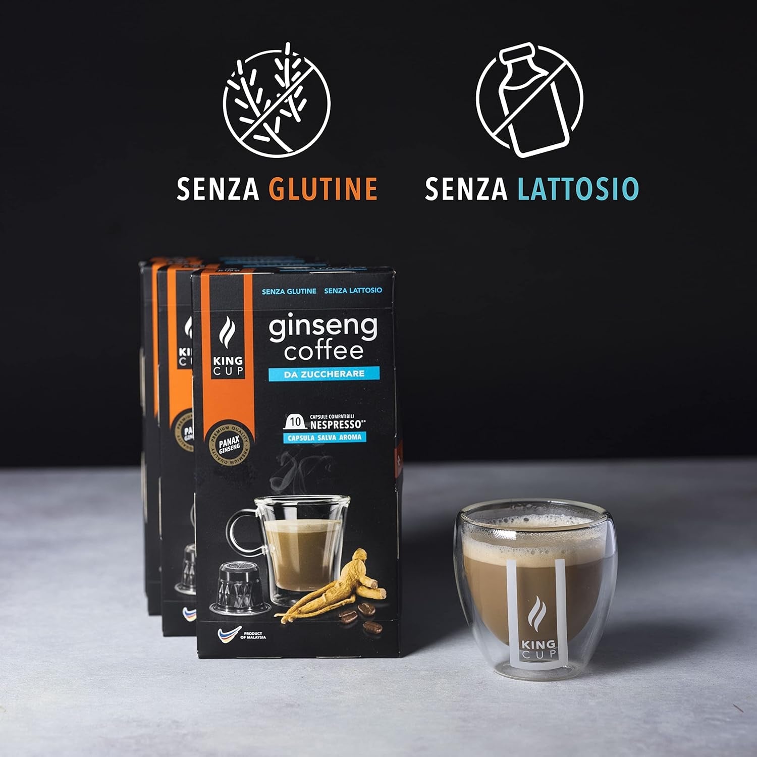 - 5 Packungen mit 10 zuckerfreien Ginseng-Kapseln, 50 Kapseln 100 % kompatibel mit dem Nespresso-System von Ginseng Drink, glutenfrei und laktosefrei