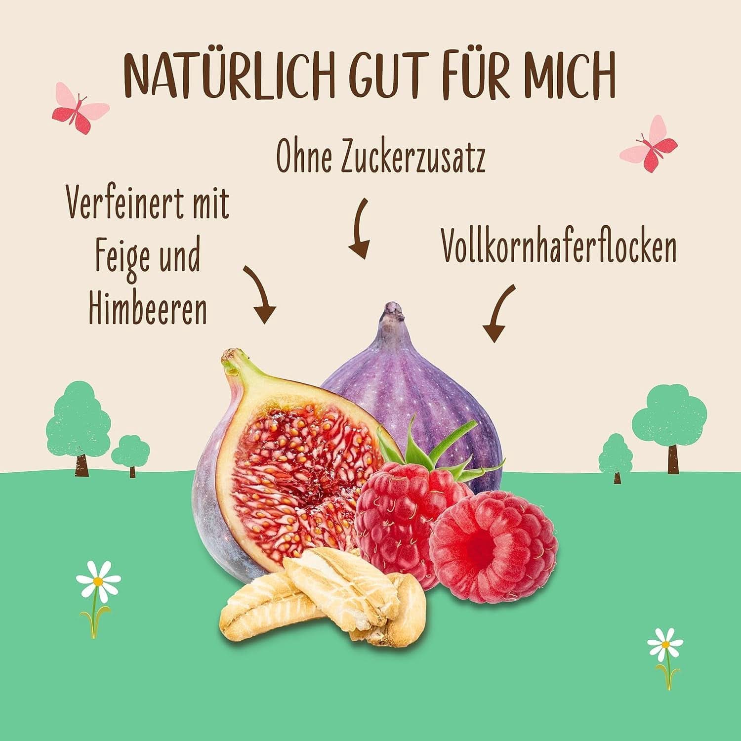 Allos ungesüßter Feigen- und Himbeerbrei, Set 6 x 500 Gramm Cereals Naty Shop