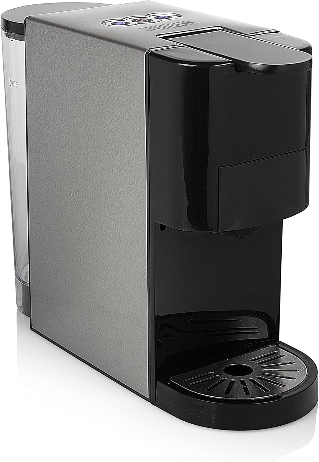 Princess 5-in-1-Multikapsel-Espressomaschine – kompatibel mit Nespresso, Dolce Gusto, Lavazza a Modo Mio und ESE Pads, 0,8 l Fassungsvermögen, 1450 W, Silber, Schwarz