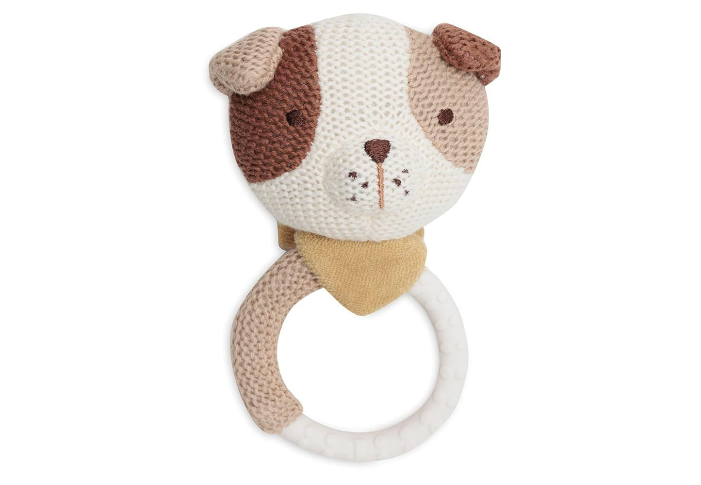 Jollein Baby-Beißring – Mick – Zahnungshilfe – BPA-frei – gestrickter Hundekopf – Silikon-Beißring – Babyspielzeug – lindert Schmerzen beim Zahnen