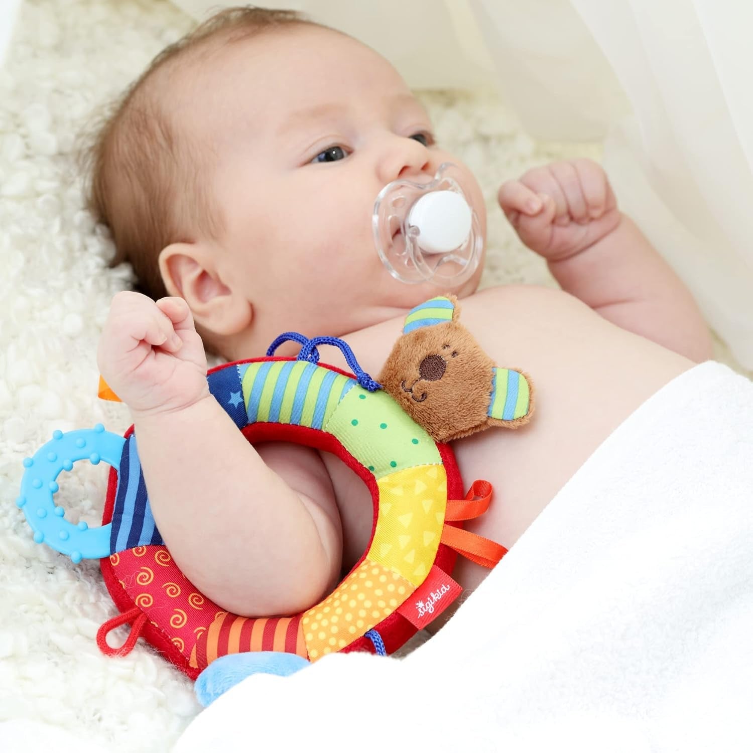 SIGIKID 40490 Aktivring Baby Activity PlayQ Mädchen- und Jungenspielzeug, empfohlen für Kinder ab 3 Monaten, mehrfarbig Babyspielzeug Naty Shop