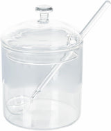 300 ml transparentes Borosilikatglas mit Deckel und Löffel „Good Morning“.