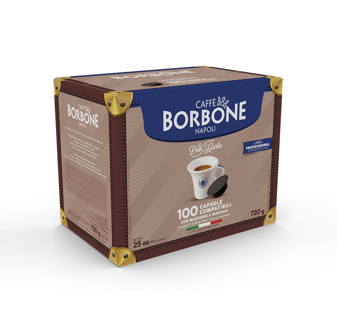 Caffè Borbone Kaffee Kapseln Don Carlo, Blue Mischung - 100 Stück - Kompatibel mit Kaffeemaschinen der Marke Lavazza®* A Modo Mio®*