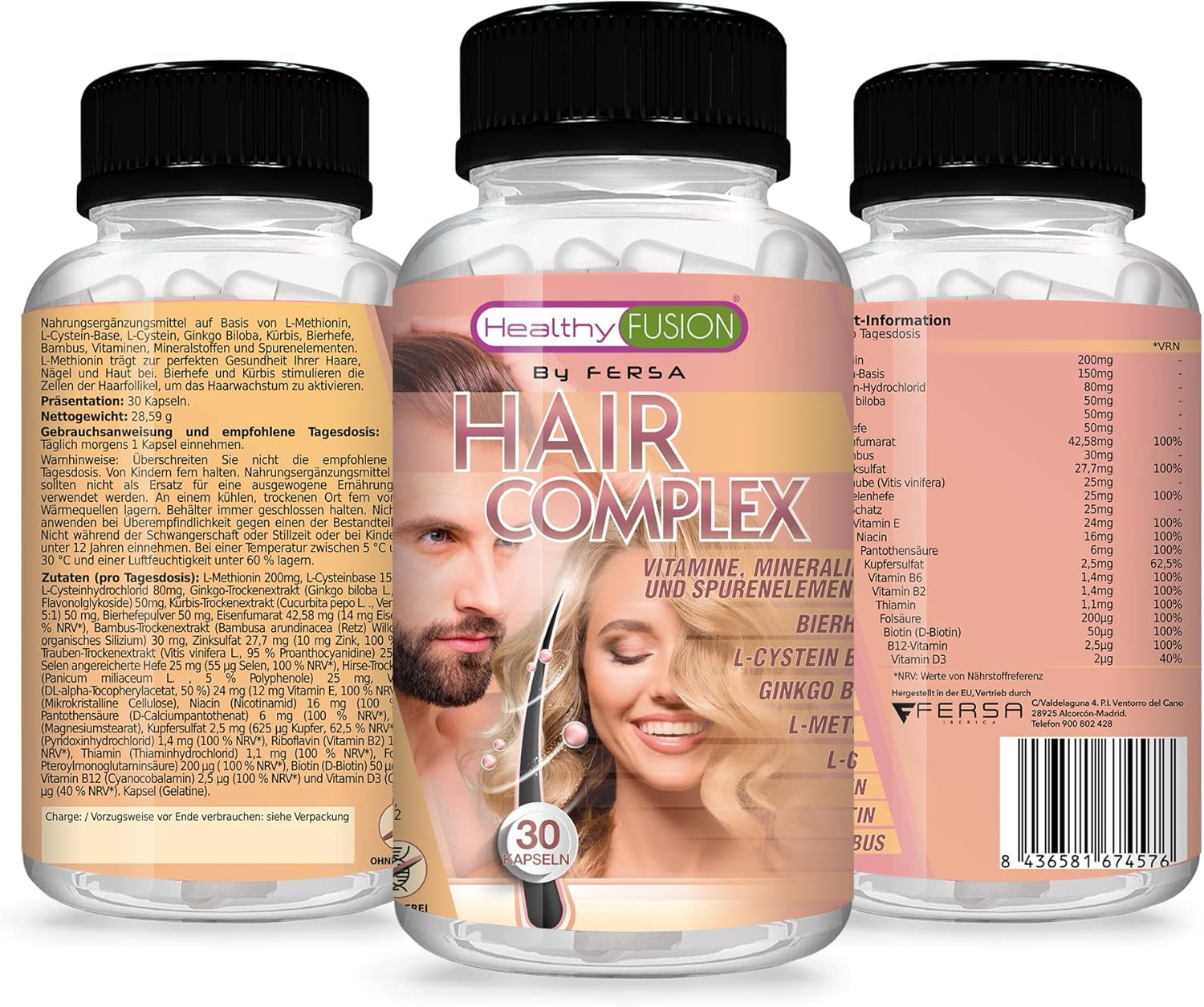 Healthy Fusion Haircomplex, wirksam gegen Haarausfall, 30 Kapseln Haarpflege Naty Shop