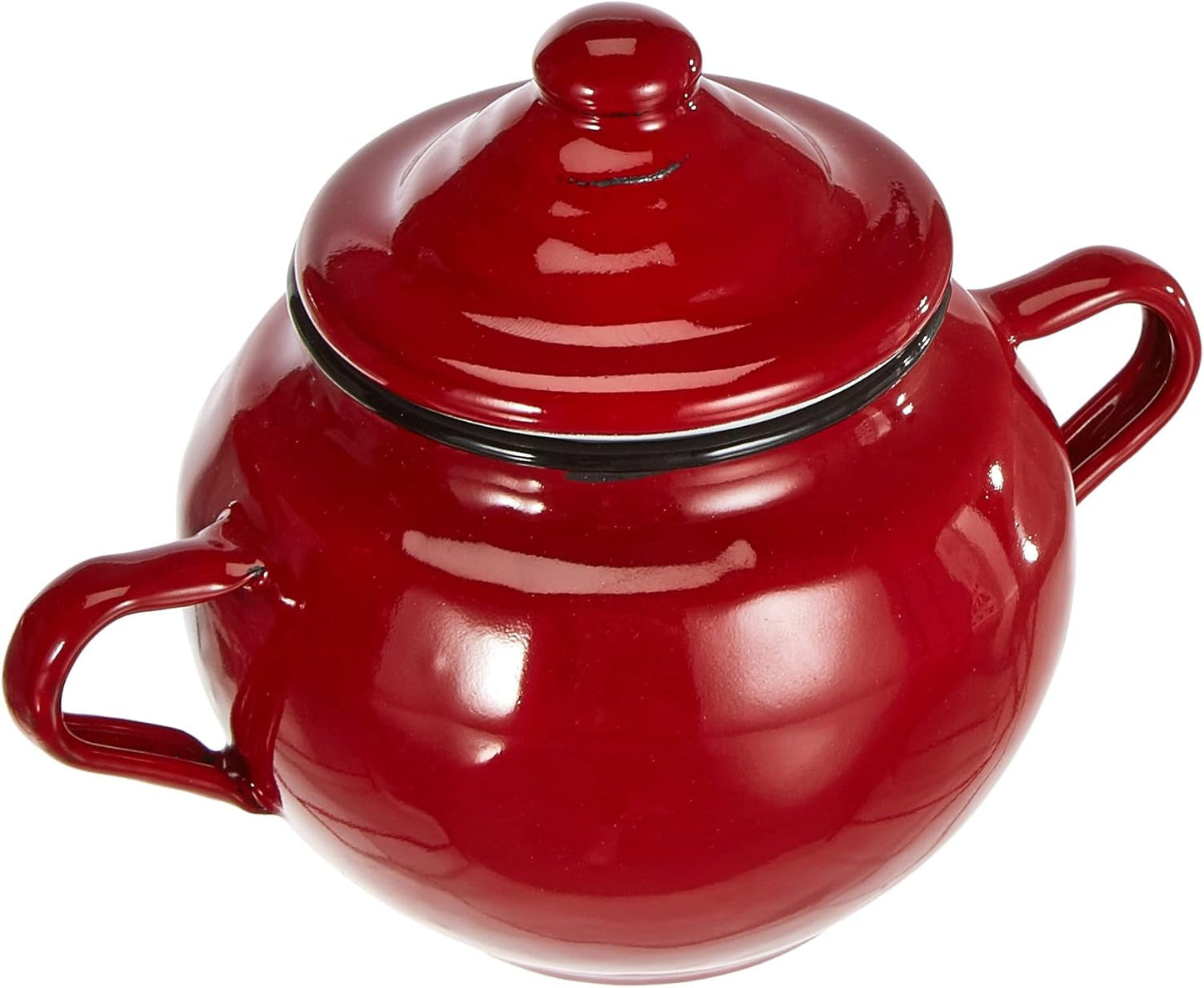 Roja-Glas mit Deckel, 0,5 l, rot emaillierter Stahl, 10 x 10 x 20 cm, 2 Stück