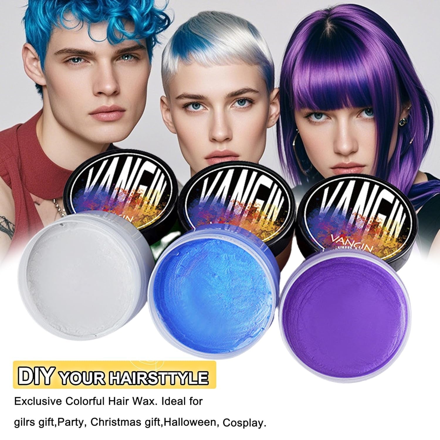 Grüne temporäre Haarfarbe, Styling-Haarfarbe für Männer und Frauen, natürliche Haarpomade, Haarfärbewachs für Party, Cosplay & Halloween, Weihnachten, cremefarbene temporäre Haarfarbe (100 g, grün) Naty Shop Haarfarbe