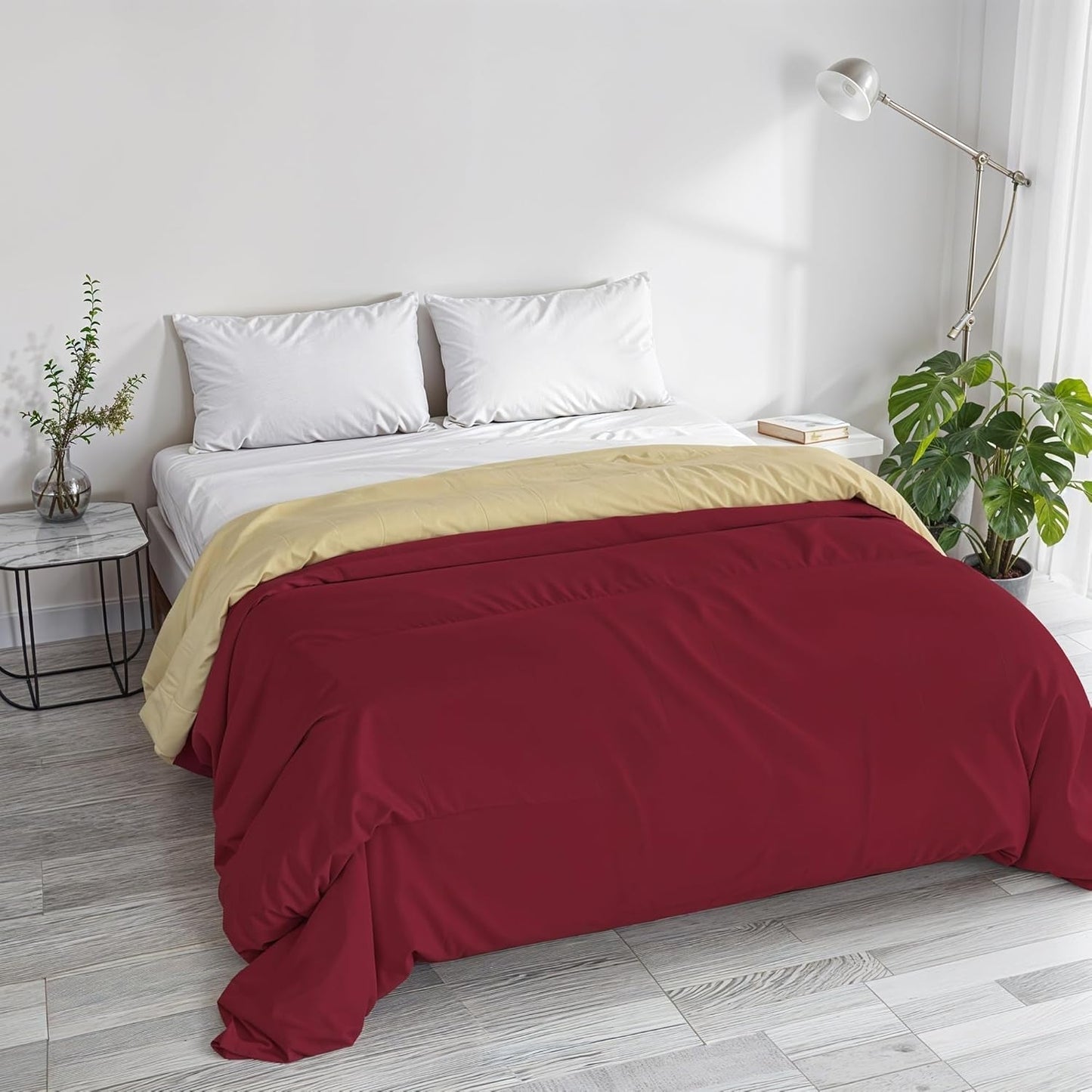 Einfache Winterdecke, schlicht und gefüttert, dunkelgrün/creme, 200 x 245 cm. Naty Shop Steppdecken und Steppdecken Bordeaux/creme 250 x 245 cm