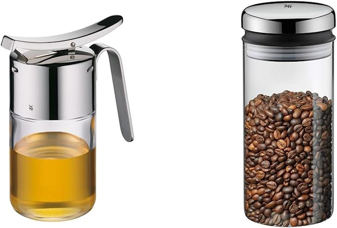 WMF Barista Sirup-/Honigspender 240 ml, Vorratsdose aus Glas und Vorratsbehälter 1 l, Höhe 21,5 cm, Vorratsdose mit Deckel, Kaffeebohnenbehälter, Müslidose, Vorratsdose für Lebensmittel mit breiter Einfüllöffnung, Frischhalteboxen, Naty Shop, Aufbewahrungsboxen-Set