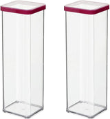 Rotho Loft 5er-Set Vorratsdosen mit Deckel, verschiedene Größen, BPA-freier Lebensmittelkunststoff (PP), transparent/rot, (21,4 x 21,4 x 23,5 cm) Naty Shop 2 L quadratische Frischhaltedosen (2er-Pack)
