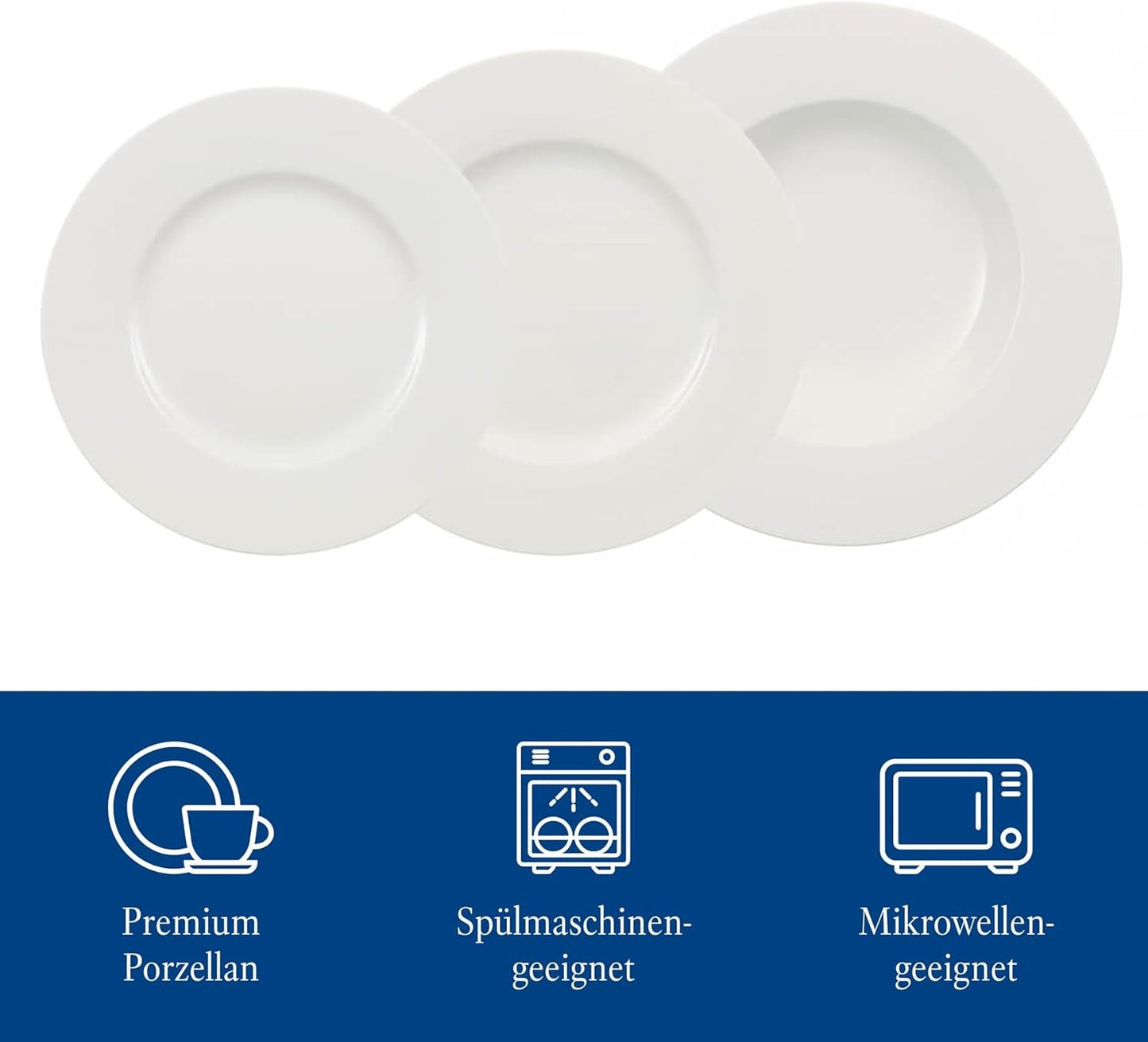 Villeroy & Boch Wonderful World 12-teiliges Geschirrset, spülmaschinen- und mikrowellengeeignet, weiß, Teller, Geschirr, Porzellan, Speiseteller, Set, modernes Geschirrset, Premium-Porzellan