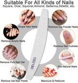 100/180 Nagelfeilen-Set, Gel-Nagelfeilen, Nagelfeilen-Set, Nagelfeile, Gel-Nagelfeile, für Gelnägel, Maniküre, Pediküre, Haustiere (5 Stück, 5 Stile)