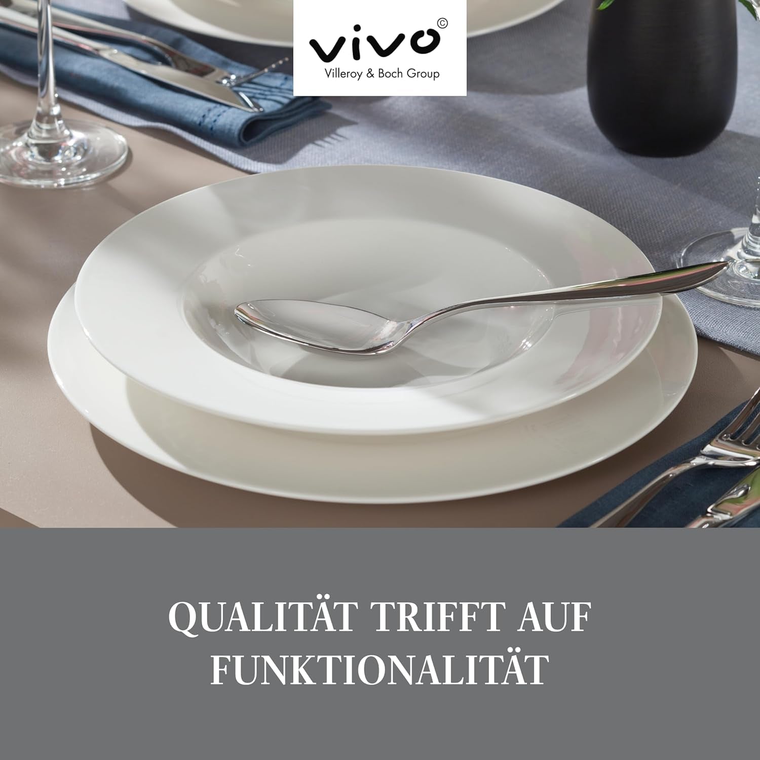 vivo - Villeroy & Boch Group - Basic White 30-teiliges Geschirrset, spülmaschinen- und mikrowellengeeignet, weißes Geschirrset, Kaffeeset, Keramik, Teller, Tassen, Premium-Porzellan