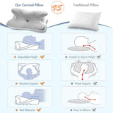 Elegear Memory-Schaum-Kissen mit kühlendem Kissenbezug, Nackenschmerzen-Kissen, Seitenschläferkissen, ergonomisches Kissen, orthopädisches Kissen für Seitenschläfer, Rücken, Bauch, 63 x 10/14 x 36 cm, orthopädische Nackenkissen, Naty Shop