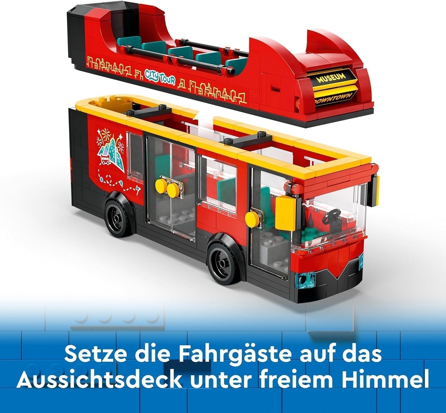 LEGO City Doppeldeckerbus, Doppeldecker-Spielzeugbus, Fahrzeugset für Mädchen und Jungen ab 7 Jahren, enthält 5 Figuren, darunter ein Baby im Kinderwagen 60407 Bausets Besuchen Sie den LEGO-Store