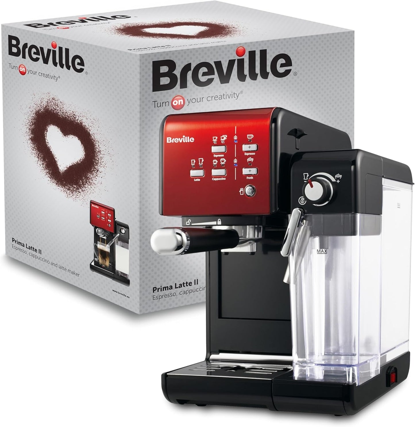 Espresso Breville Prima Latte II | Latte- und Cappuccino-Maschine | Professionelle Pumpe mit 15 bar und Milchaufschäumer | Silber [VCF108X]