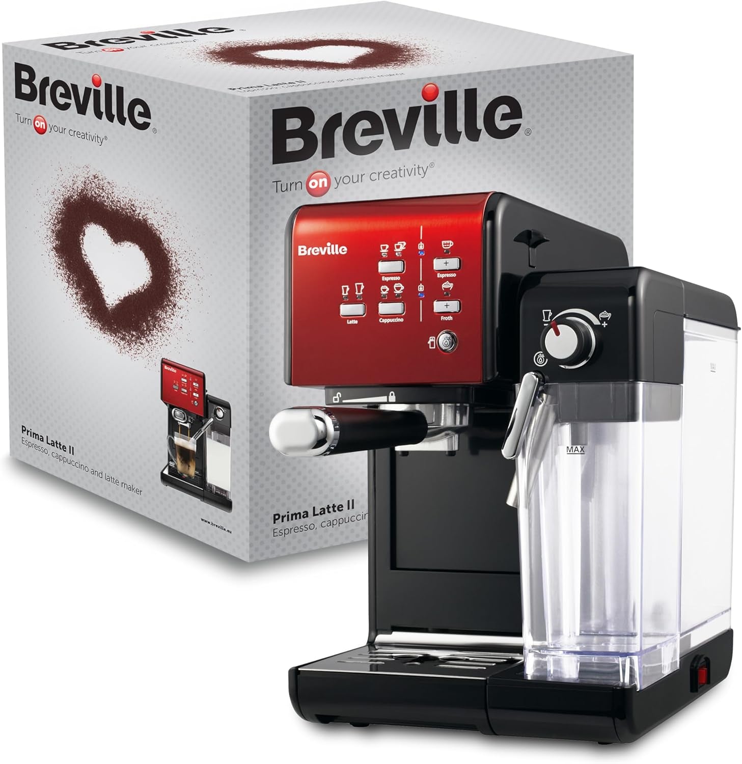 Espresso Breville Prima Latte II | Latte- und Cappuccino-Maschine | Professionelle Pumpe mit 15 bar und Milchaufschäumer | Silber [VCF108X]