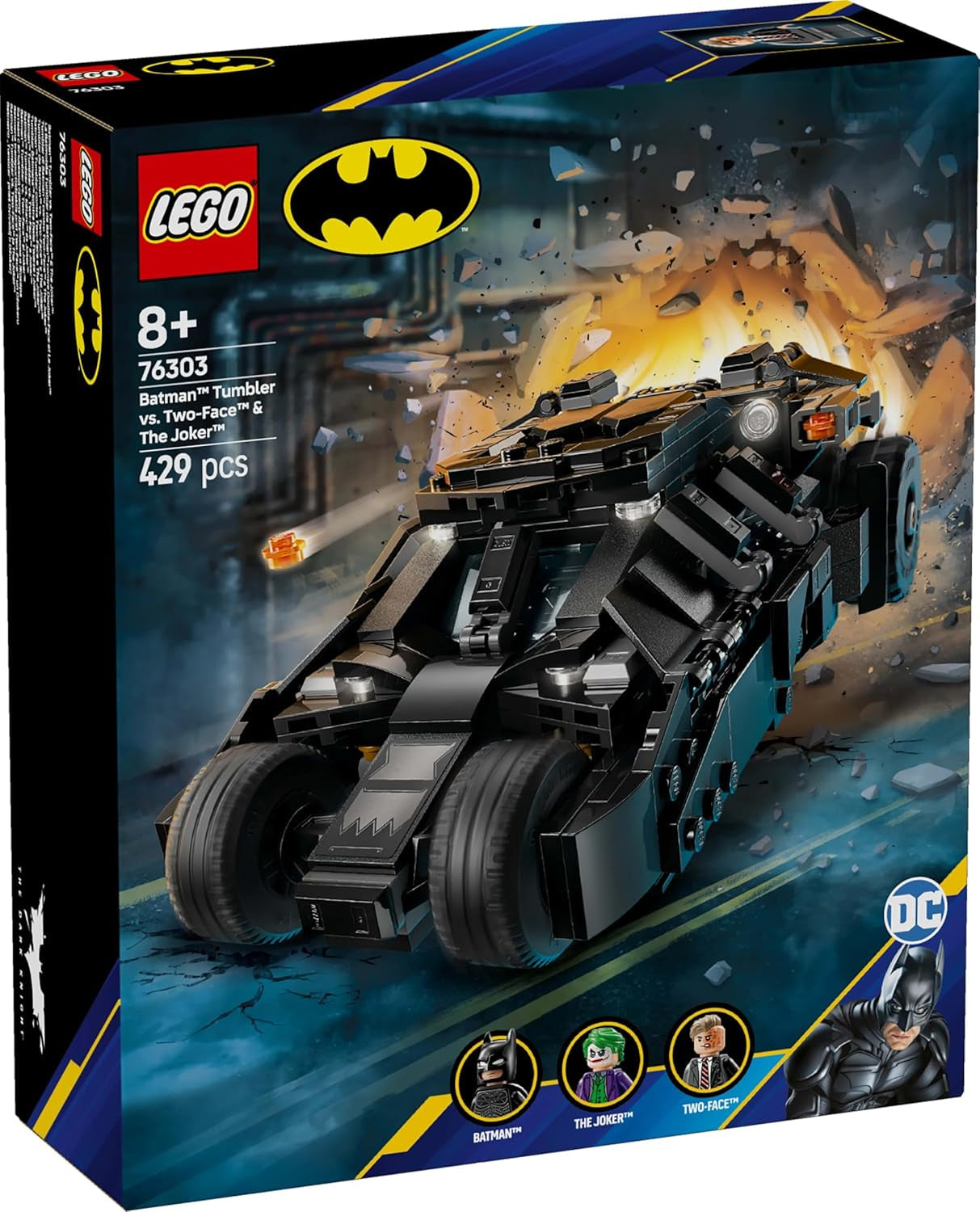 LEGO DC Batman: Batman Tumbler Vs. Two-Face & Joker – Superhelden-Spielzeug mit Batmobil-Auto – Spielset mit Minifiguren – Geschenk für Jungen und Mädchen ab 8 Jahren 76303 Bausets Besuchen Sie den LEGO-Store