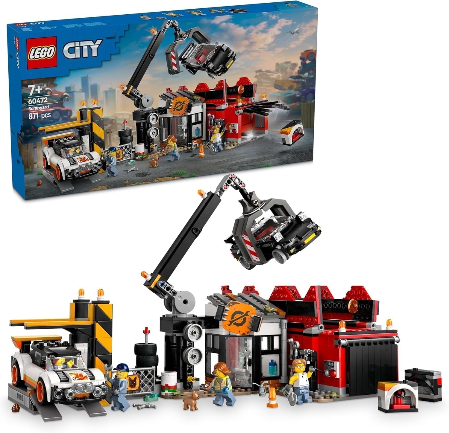 LEGO City Schrottplatz mit Autos – Spielzeug mit Schrottpresse und Kran, 2 Spielzeugautos, 4 Arbeiter-Minifiguren und Bürogebäude – Geburtstagsgeschenke für Jungen und Mädchen ab 8 Jahren 60472 Bausätze Beuche den LEGO-Store Standardtitel