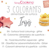 Scrapcooking – Set mit 3 metallischen Lebensmittelfarben – Lebensmittelfarbe: Gold, Roségold und Rubin – essbare Lebensmittelfarbe zum Backen, Kuchen, Kekse, Kuchen, Schokolade – 4019