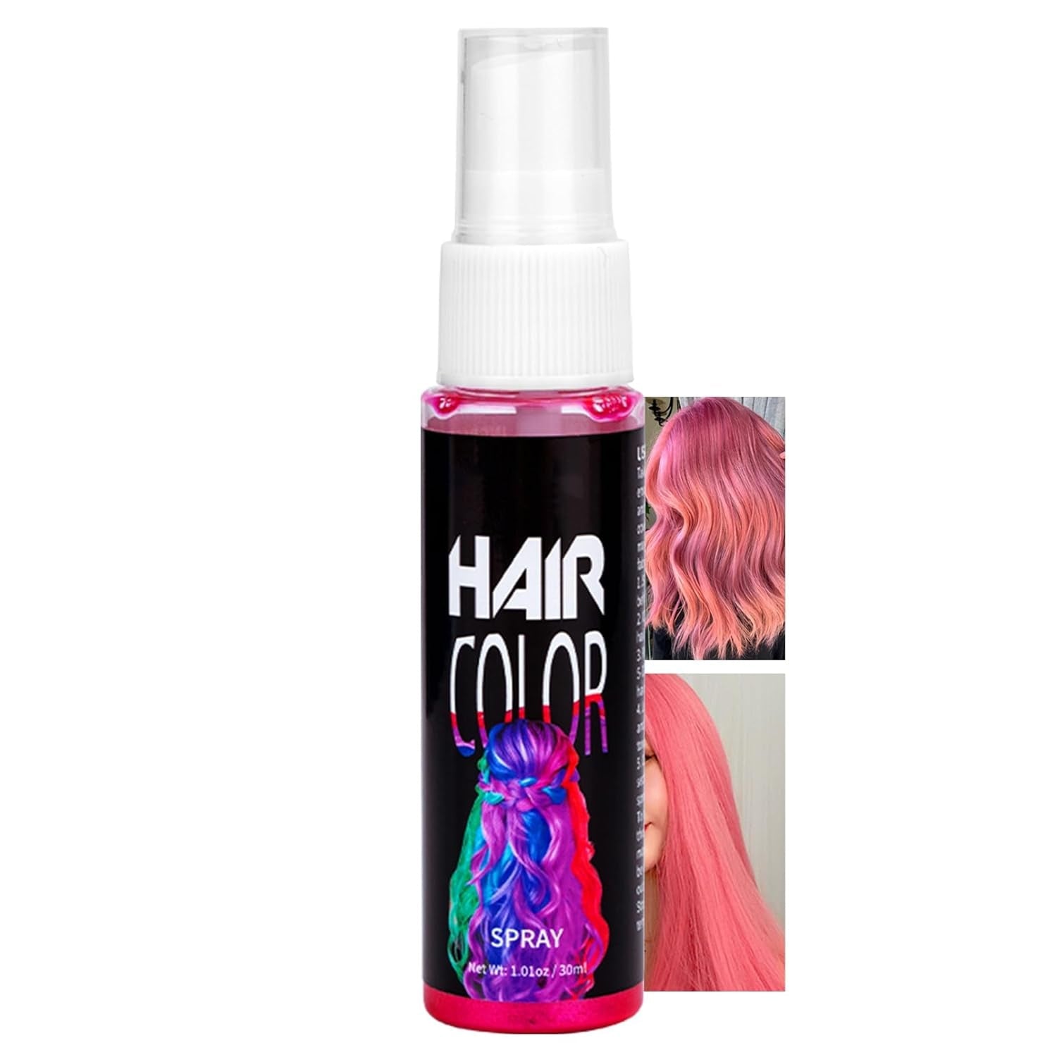 Haarspray-Farbe, temporäre rote Spray-Haarfarbe, rot gefärbte Haarfarbe, waschbare Haarfarbe, lebendiges rotes Haarfarben-Spray, sofortige Haarfarbe, Haarfarbe für Karneval, Halloween, Cosplay, Party, Haarfarbe, Naty Shop Pink, 30 ml (1 Packung)