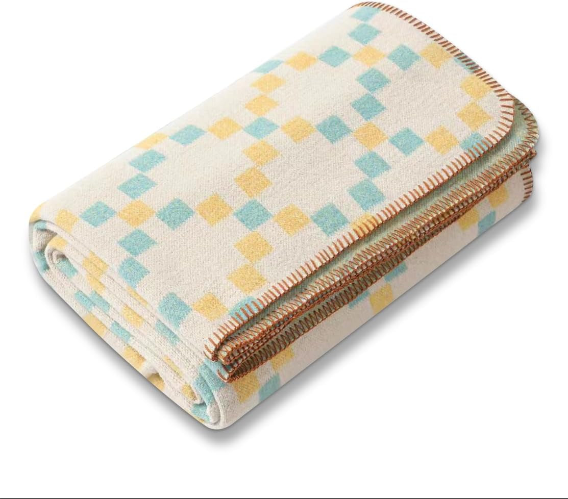 ACUSHLA 200,7 x 160 cm, 1,7 kg, Decke, Wolldecke, warme Reisedecke, Strickdecke, dekorative Decken für Sofa, Stuhl, Couch, Bett, Wohnzimmer, Camping, geeignet für alle Jahreszeiten Ww203 Betten und Decken Beuche den ACUSHLA-Store Gelb Blau 160 x 200 cm