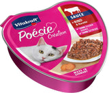 Vitakraft Poésie Création, Nassfutter für Katzen, Nassfutter in Soße, mit Rindfleisch und Karotte, Großpackung, ohne Zusatz von Zucker oder Getreide (15 x 85g)