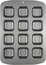 CSB106 Quadratische Antihaftbeschichtete Backform Mit 12 Minilöchern Aus Karbonstahl, Edelstahl, Silber, 37,3 x 26,1 x 3,1 cm Formen und Tabletts zum Backen Naty Shop