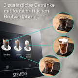 Automatische Espressomaschine Siemens EQ700 classic TP715D01, App-Steuerung, Cold Brew, intuitives Touch-Display, bis zu 10 individuelle Kaffeekreationen als Favoriten, automatische Dampfreinigung, 1500 W, silbergrau
