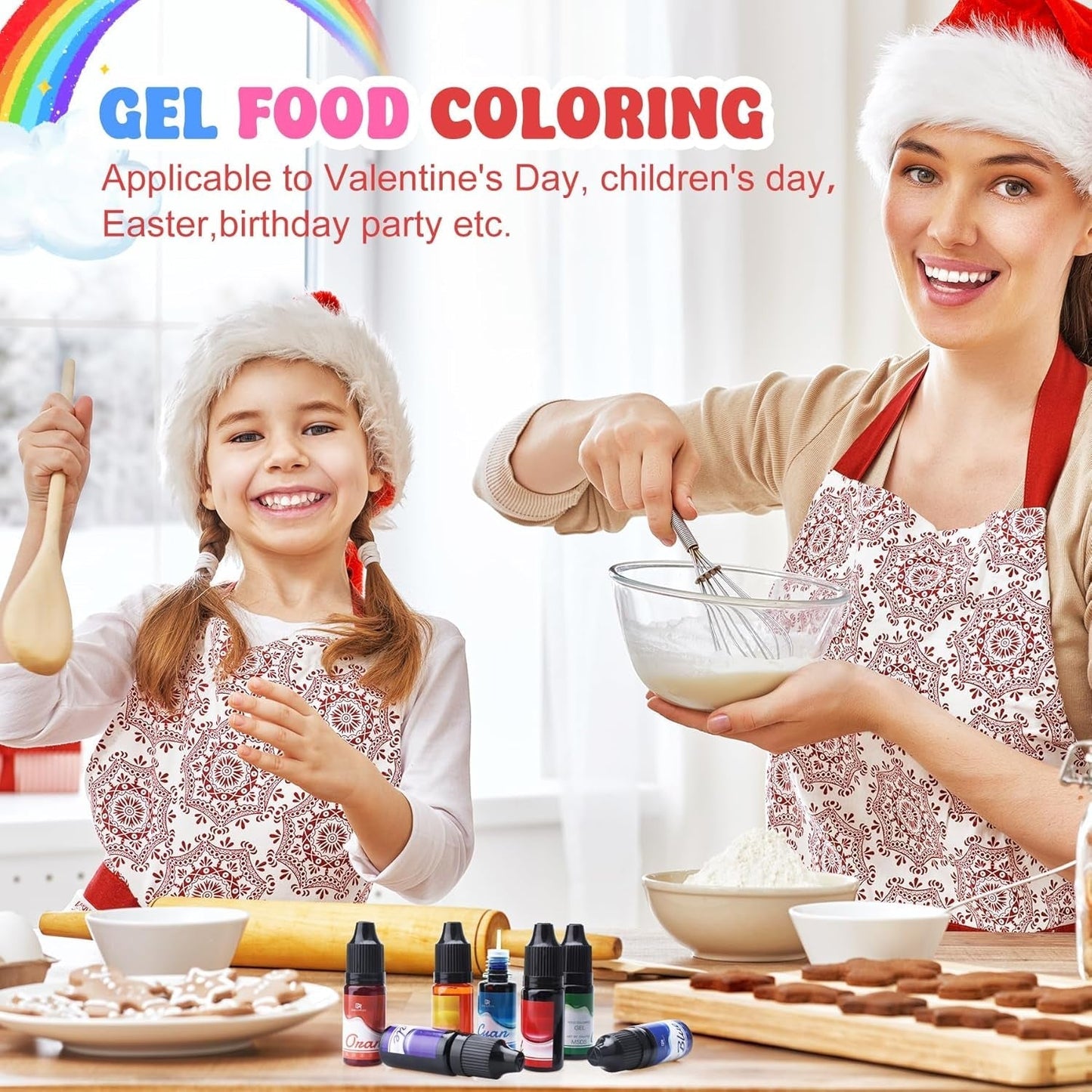Gel-Lebensmittelfarbe – 7 x 15 ml konzentrierte Regenbogenfarben-Lebensmittelfarbe zum Dekorieren von Kuchen, Backen, Keksen, Macarons – zuckerfreie Lebensmittelfarbe für Getränke, Kuchendekoration, Schleim-DIY