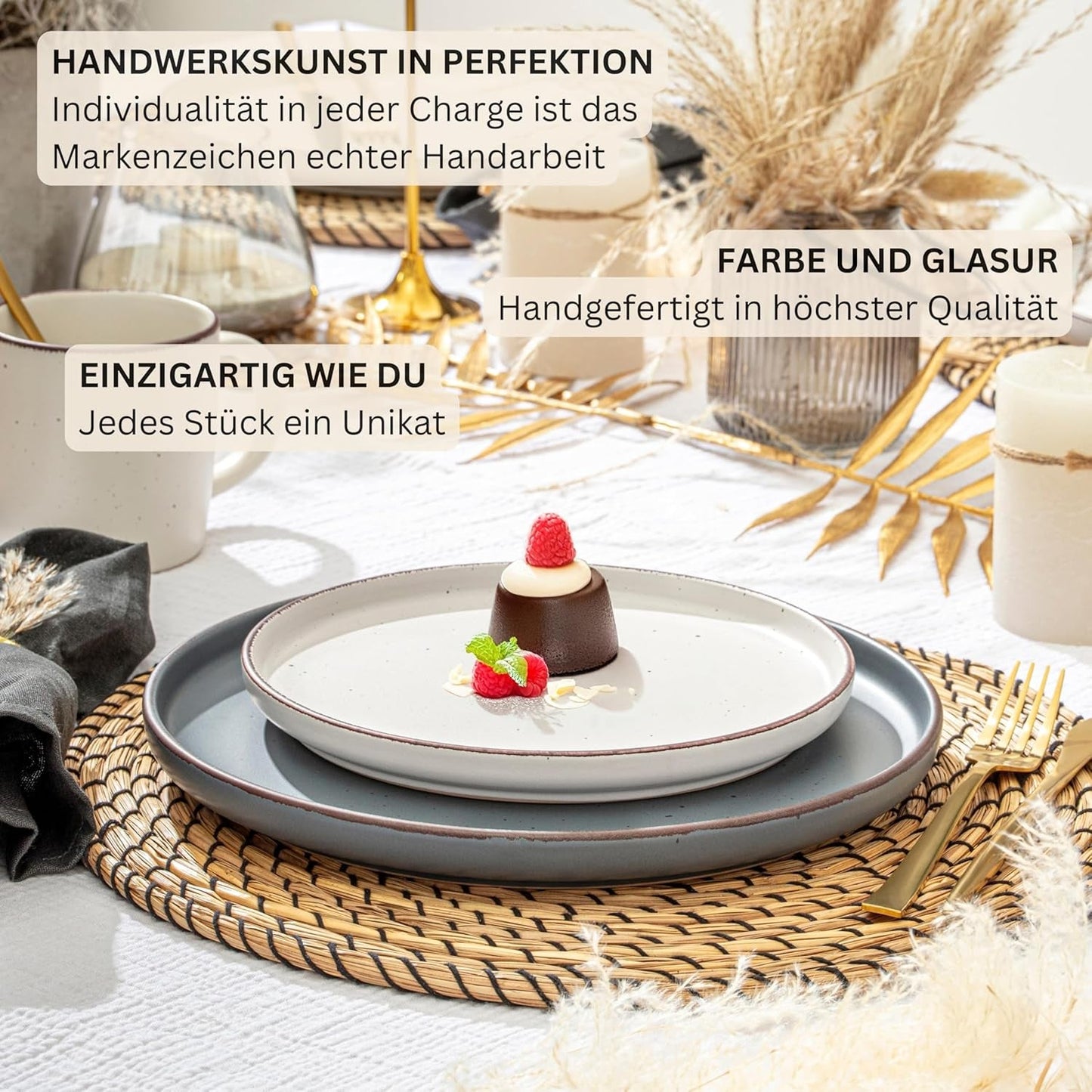 SÄNGER Bombay Moonlight | 12-teiliges Keramik-Geschirrset für 4 Personen, 4 Speiseteller, 4 Dessertteller, 4 Schüsseln, verschiedene Farben | DIE VALUE-KOLLEKTION