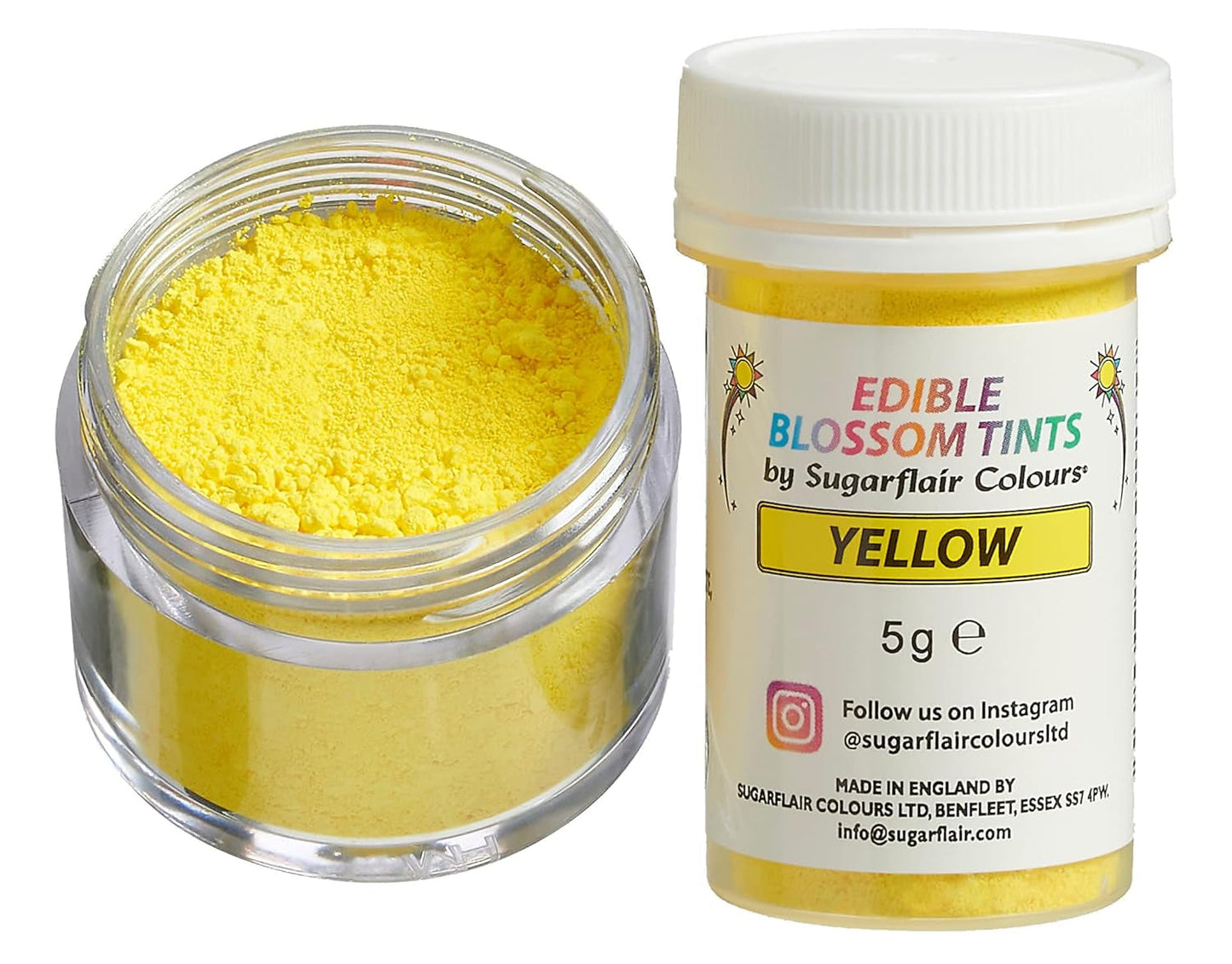 Sugarflair Blossom Tint Dust Gelbes Lebensmittelfarbpulver – Lebensmittelfarbpulver für Kuchendekoration, Zuckerpaste, Fondant, Glasur, Schokolade, Buttercreme, Macarons und mehr – 5 g