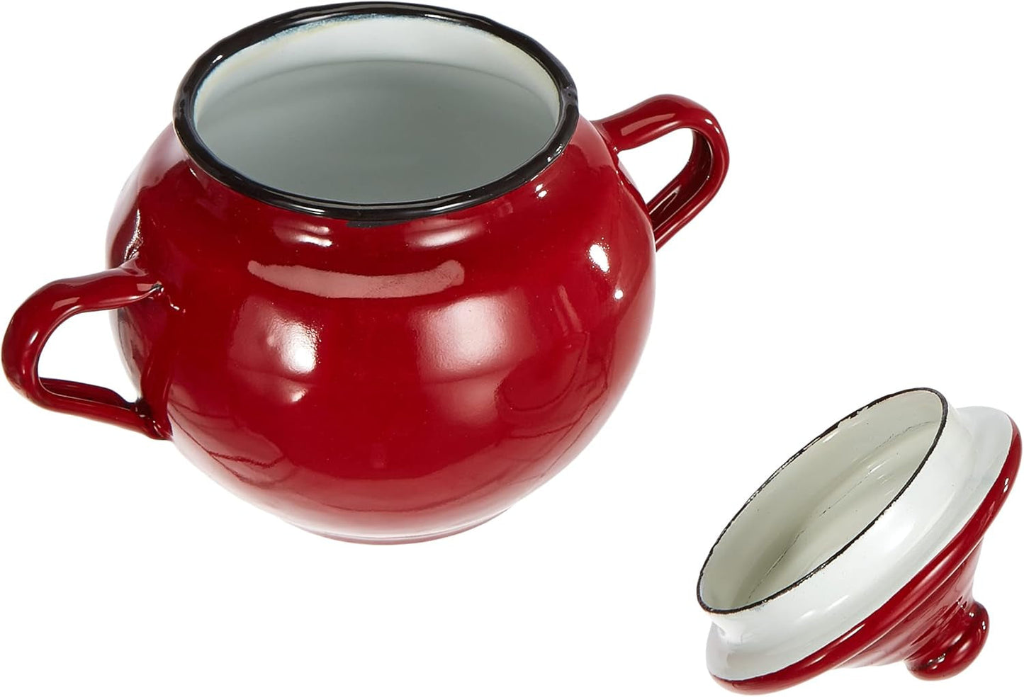 Roja-Glas mit Deckel, 0,5 l, rot emaillierter Stahl, 10 x 10 x 20 cm, 2 Stück